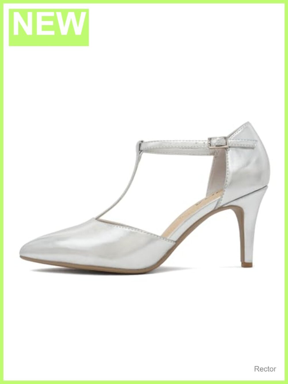 Women's Pointed Toe Stiletto Mid Heel T-Strap Pump Ankle Strap Shoes